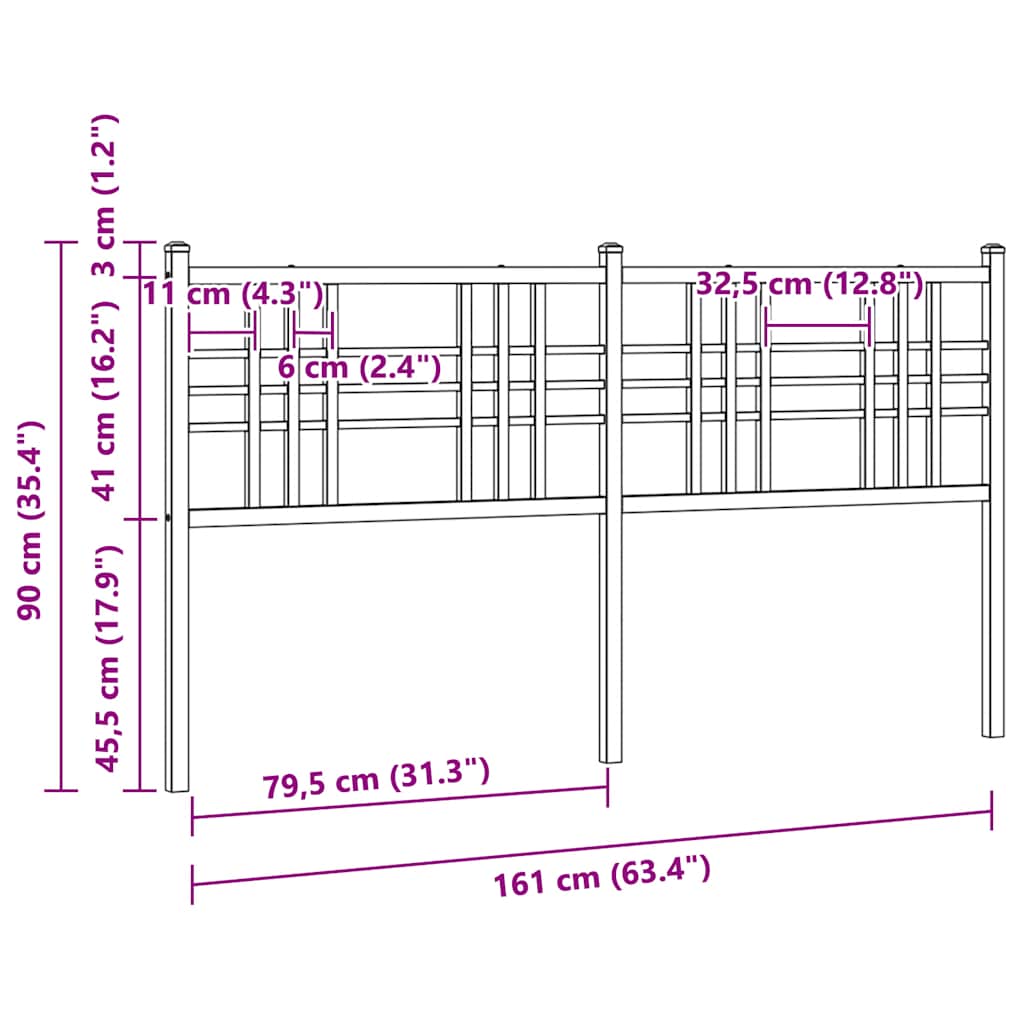 udskiftningsgavl 160 cm metal sort