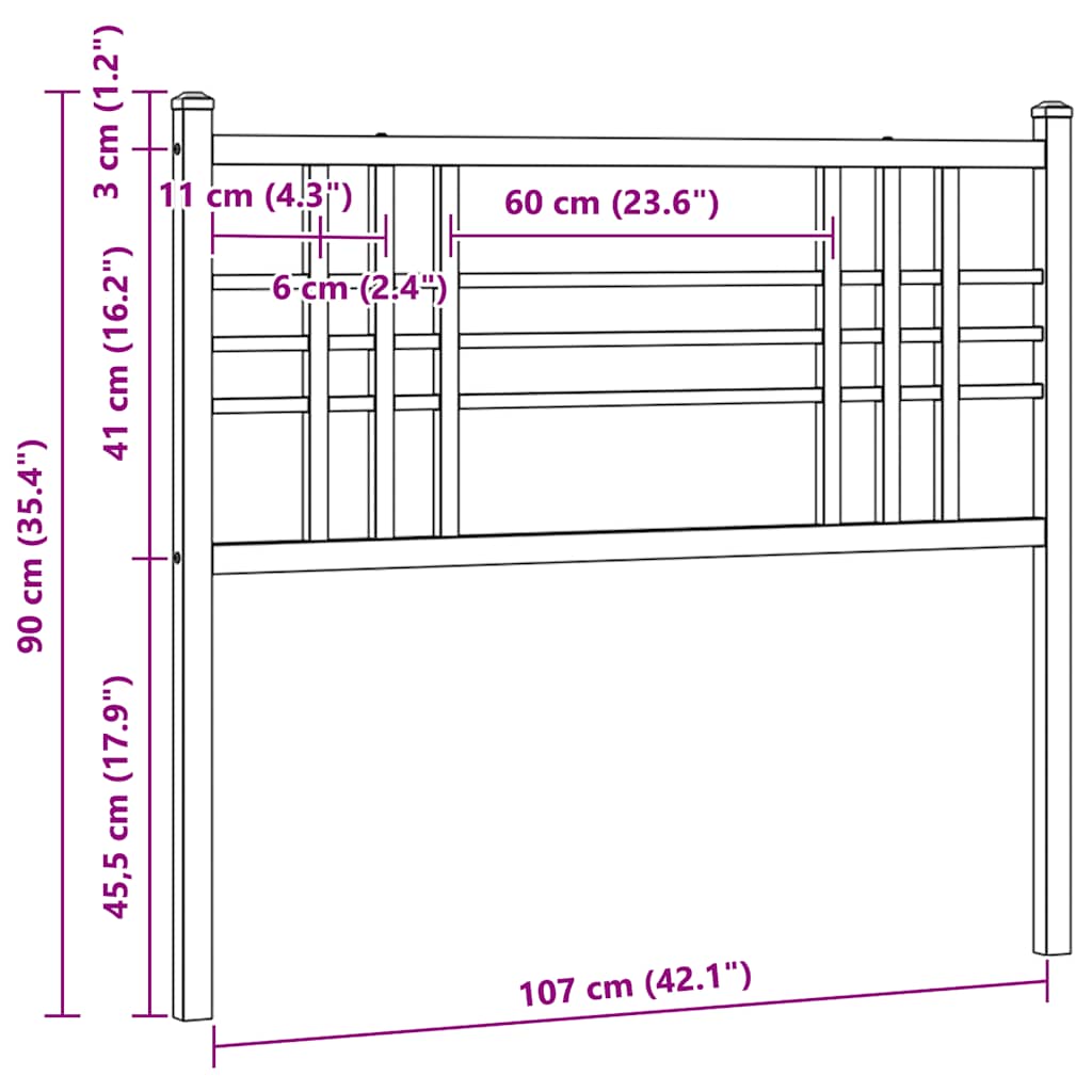 udskiftningsgavl 107 cm metal hvid
