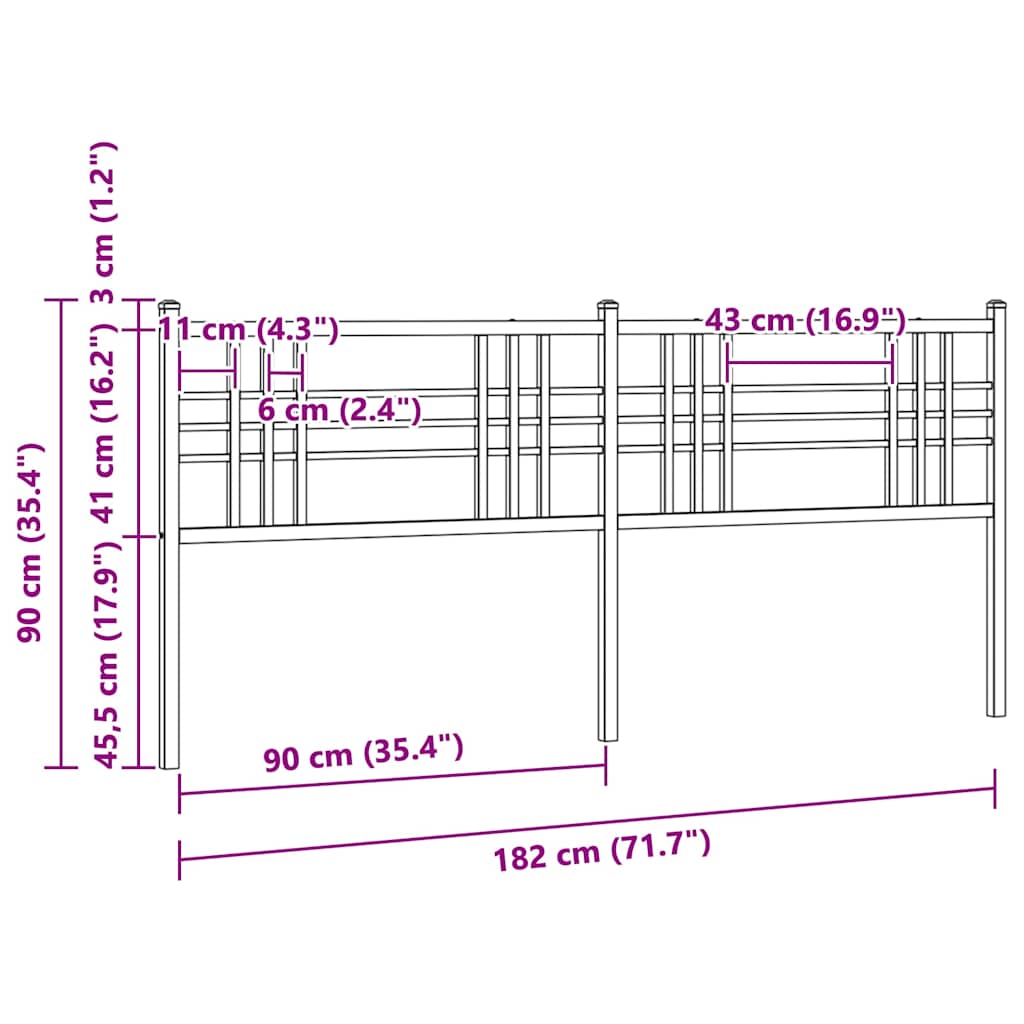 udskiftningsgavl 180 cm metal hvid