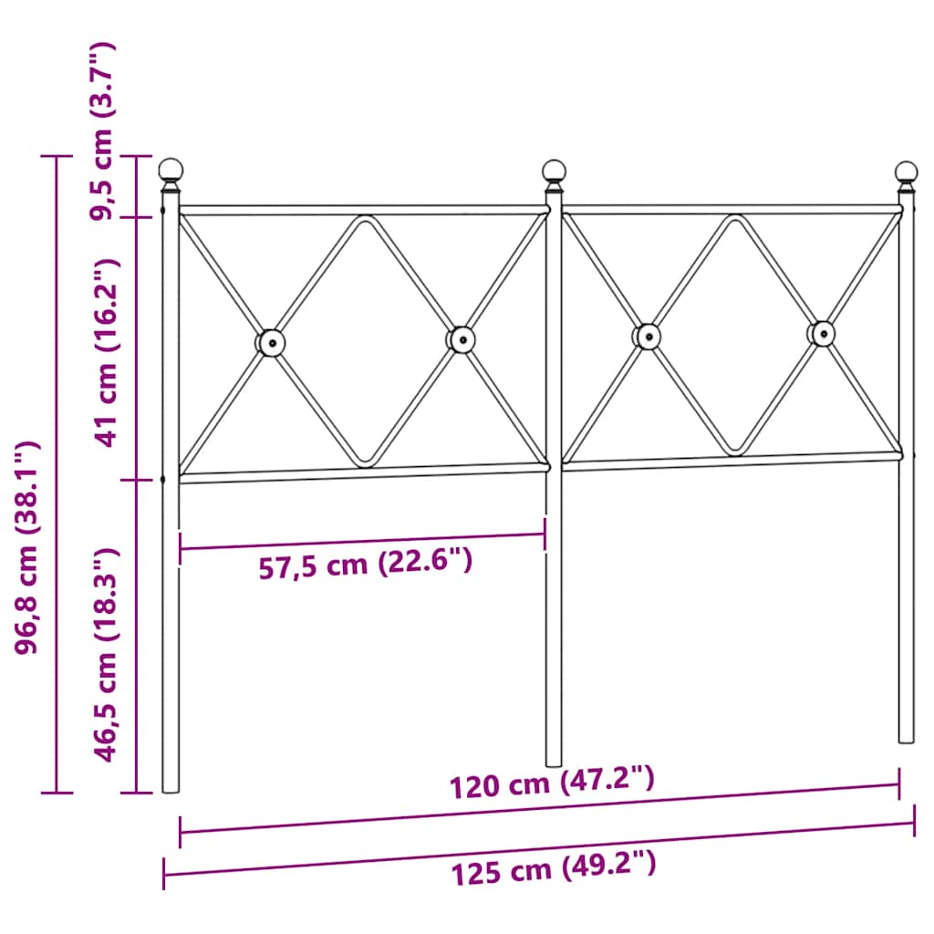udskiftningsgavl 120 cm metal sort