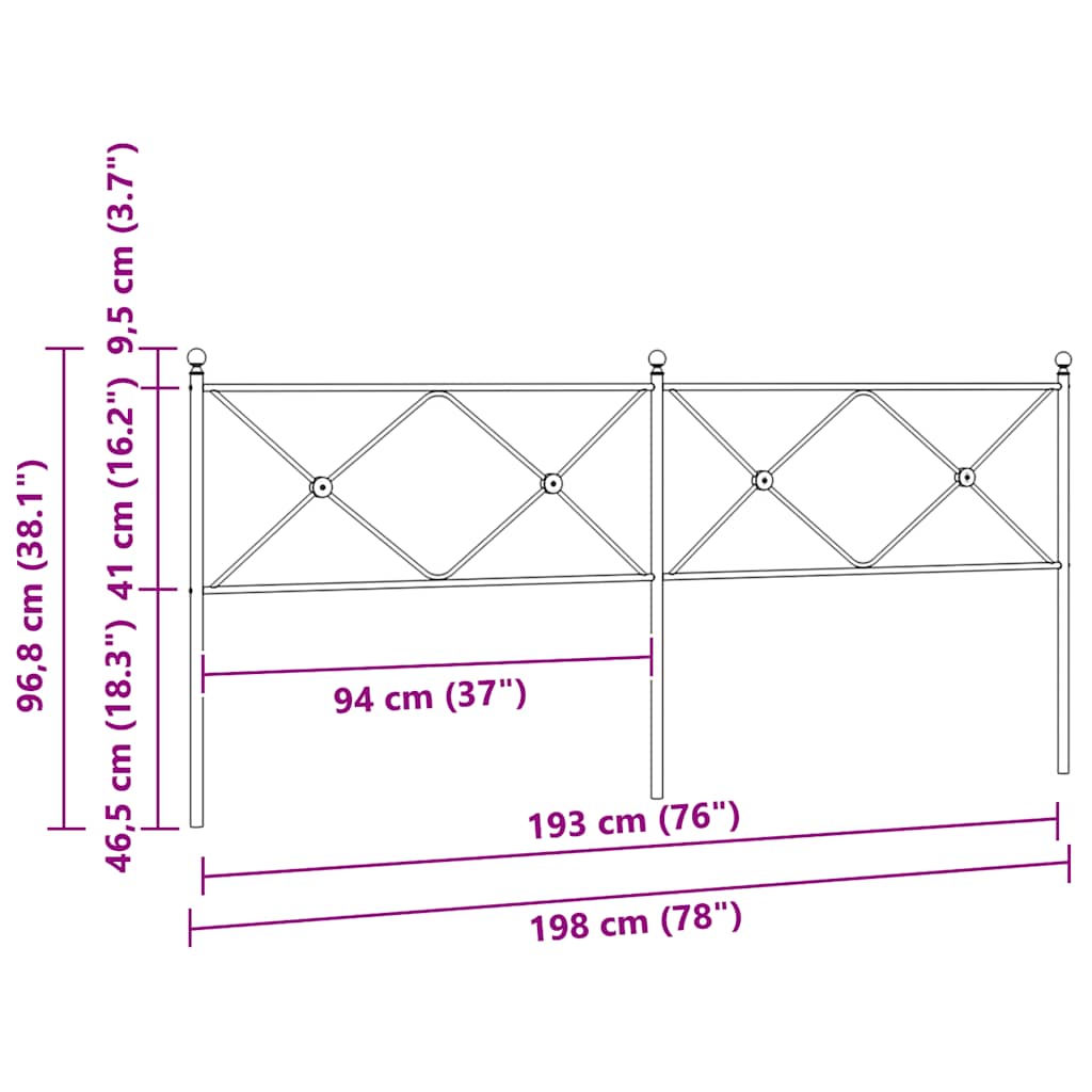 udskiftningsgavl 193 cm metal hvid