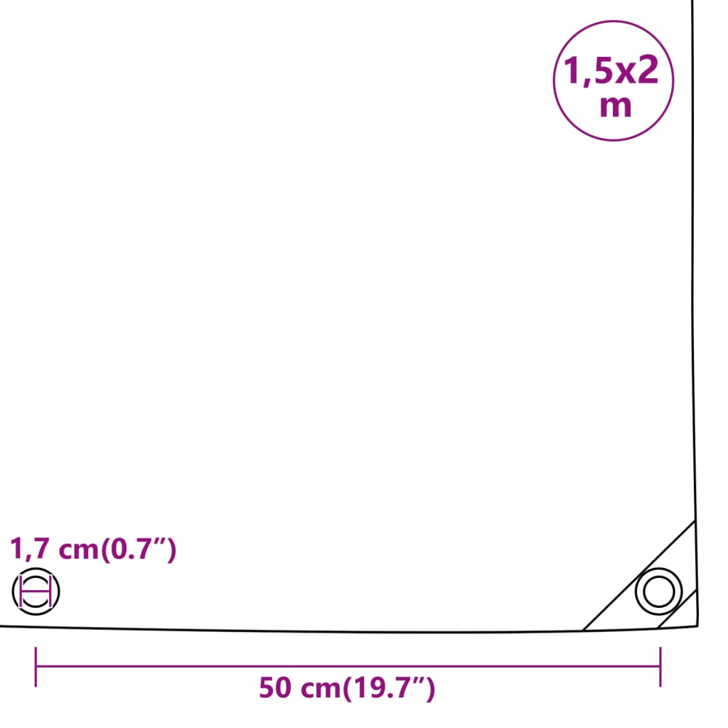presenning 1,5x2 m 650 g/m² hvid