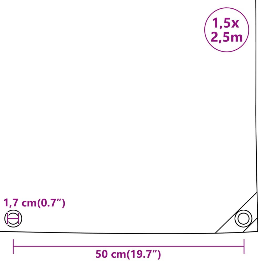presenning 1,5x2,5 m 650 g/m² hvid