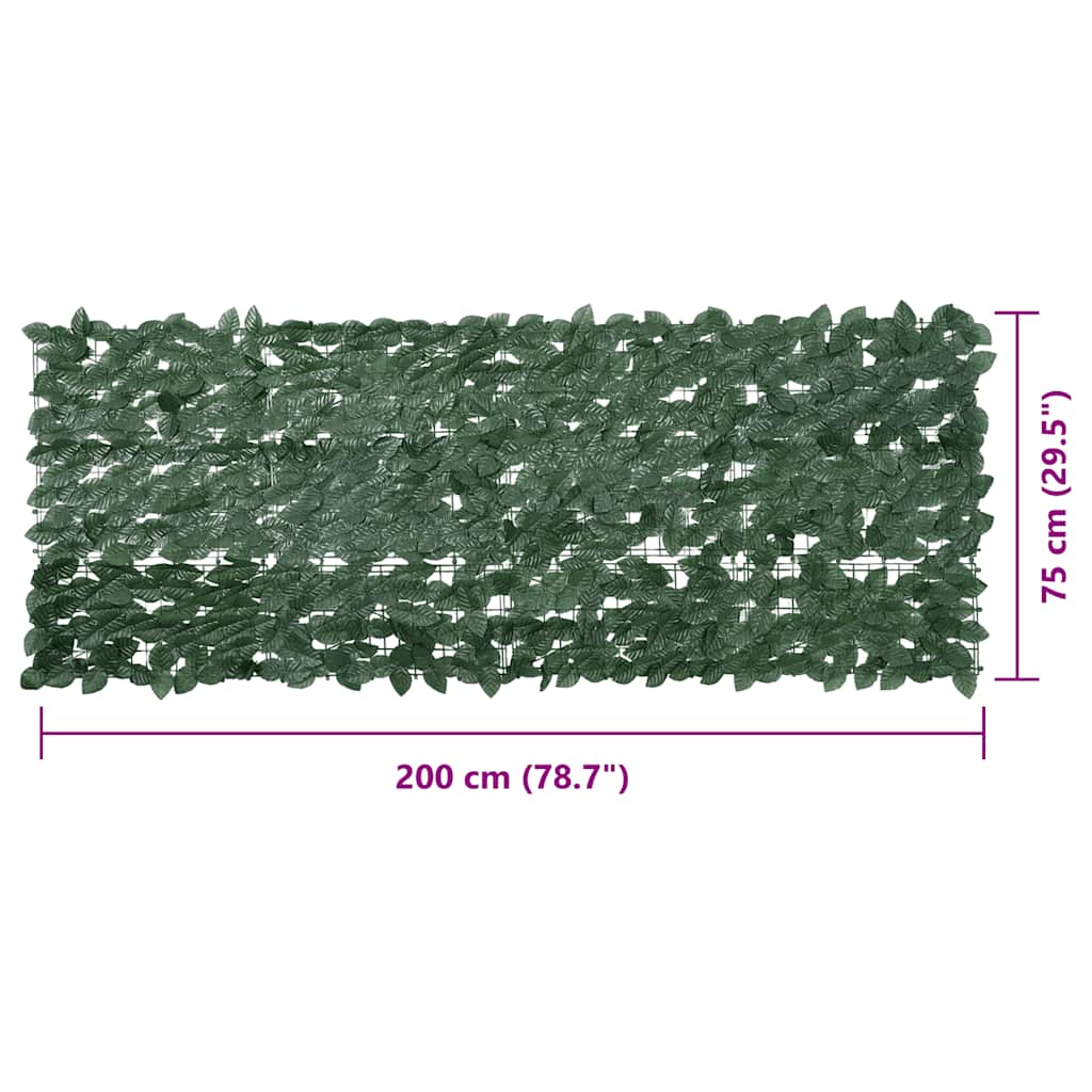altanafskærmning 200x75 cm mørkegrønne blade