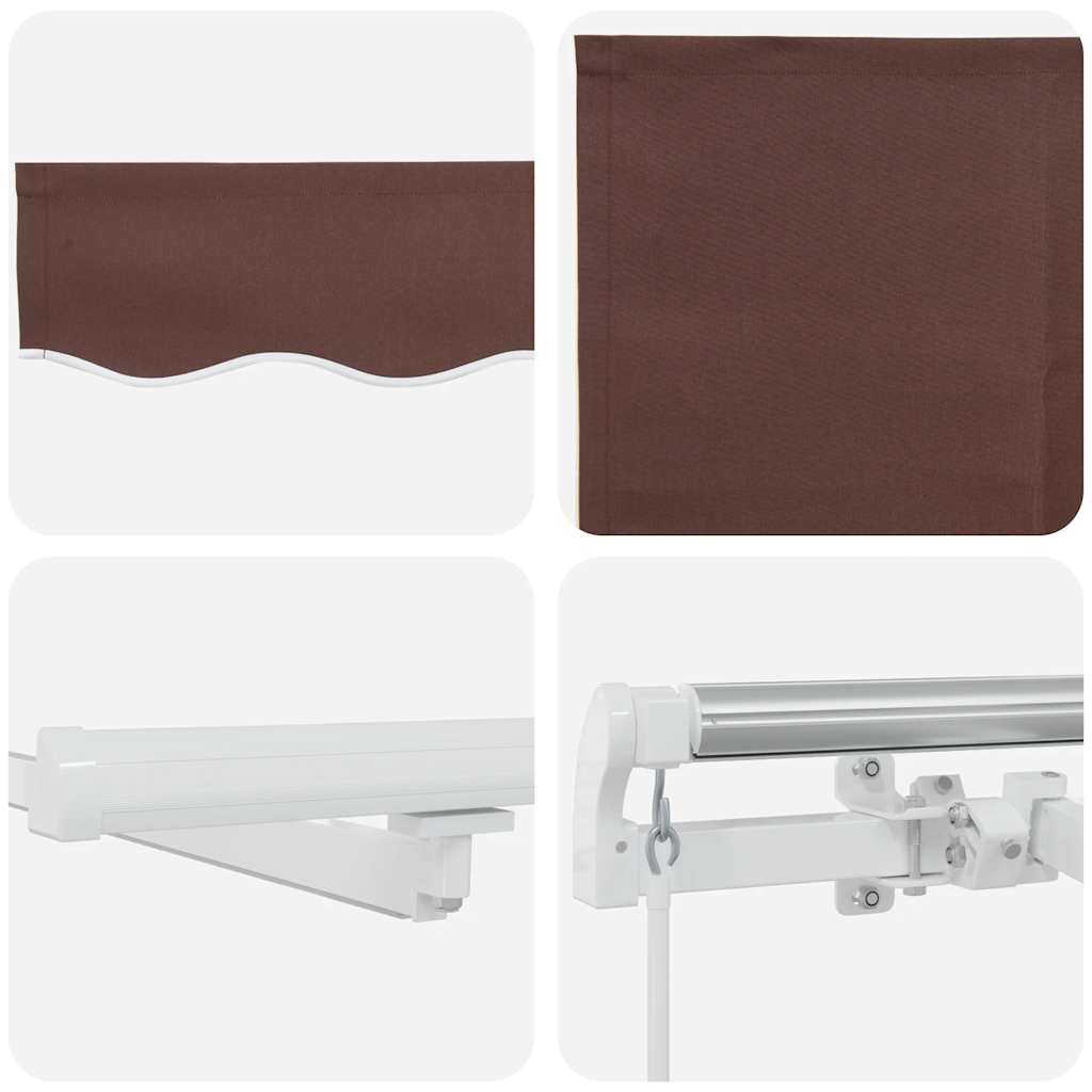 markise med LED-lys 300x250 cm manuel betjening brun