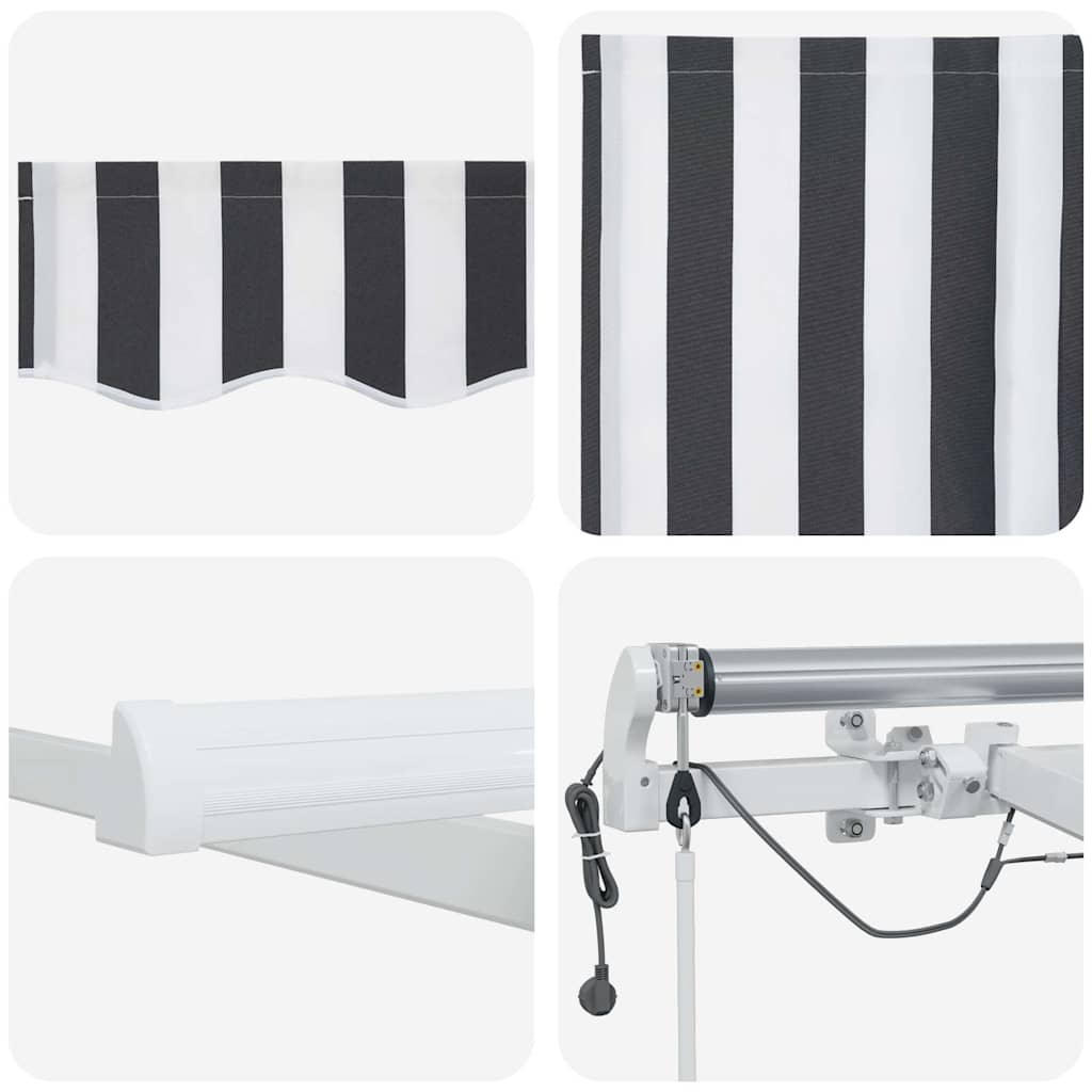 markise m. LED 500x300 cm automatisk betjening antracitgrå hvid