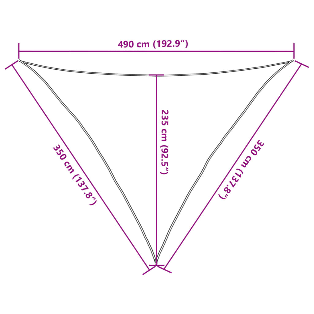 solsejl 3,5x3,5x4,9 m 100 % polyesterstof lysegrå