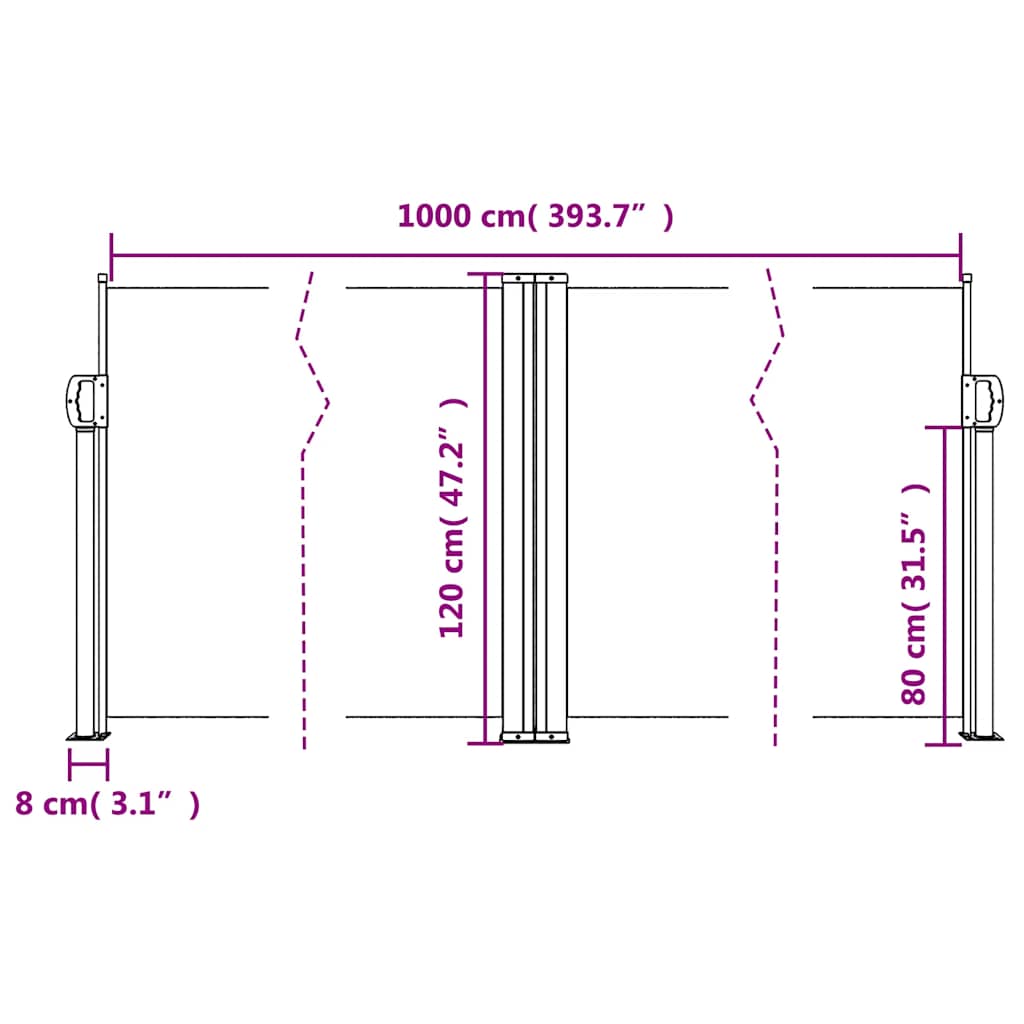 sammenrullelig sidemarkise 120x1000 cm terrakottafarvet