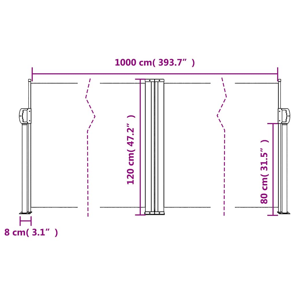 sammenrullelig sidemarkise 120x1000 cm gråbrun