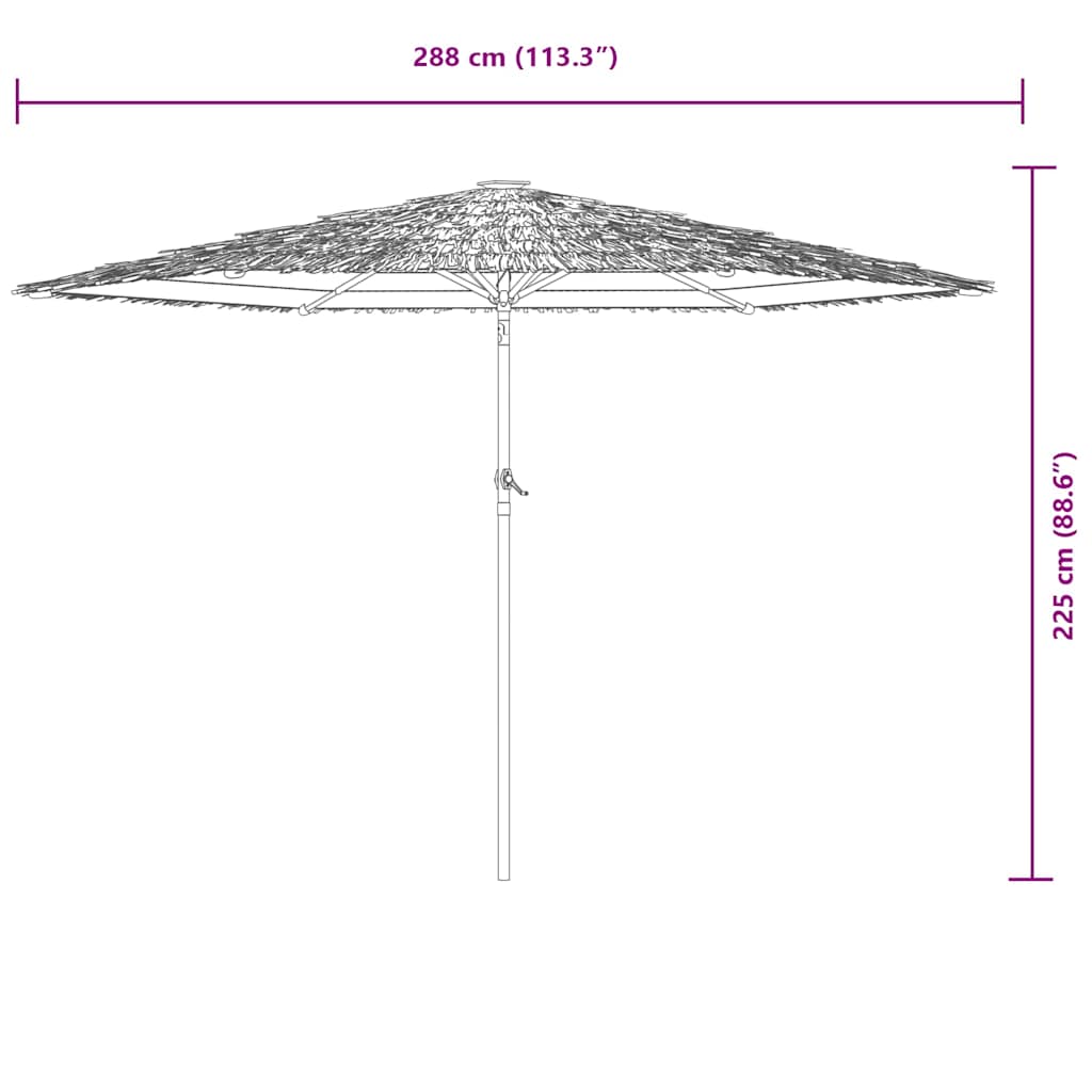haveparasol med stålstang 288x288x225 cm blå