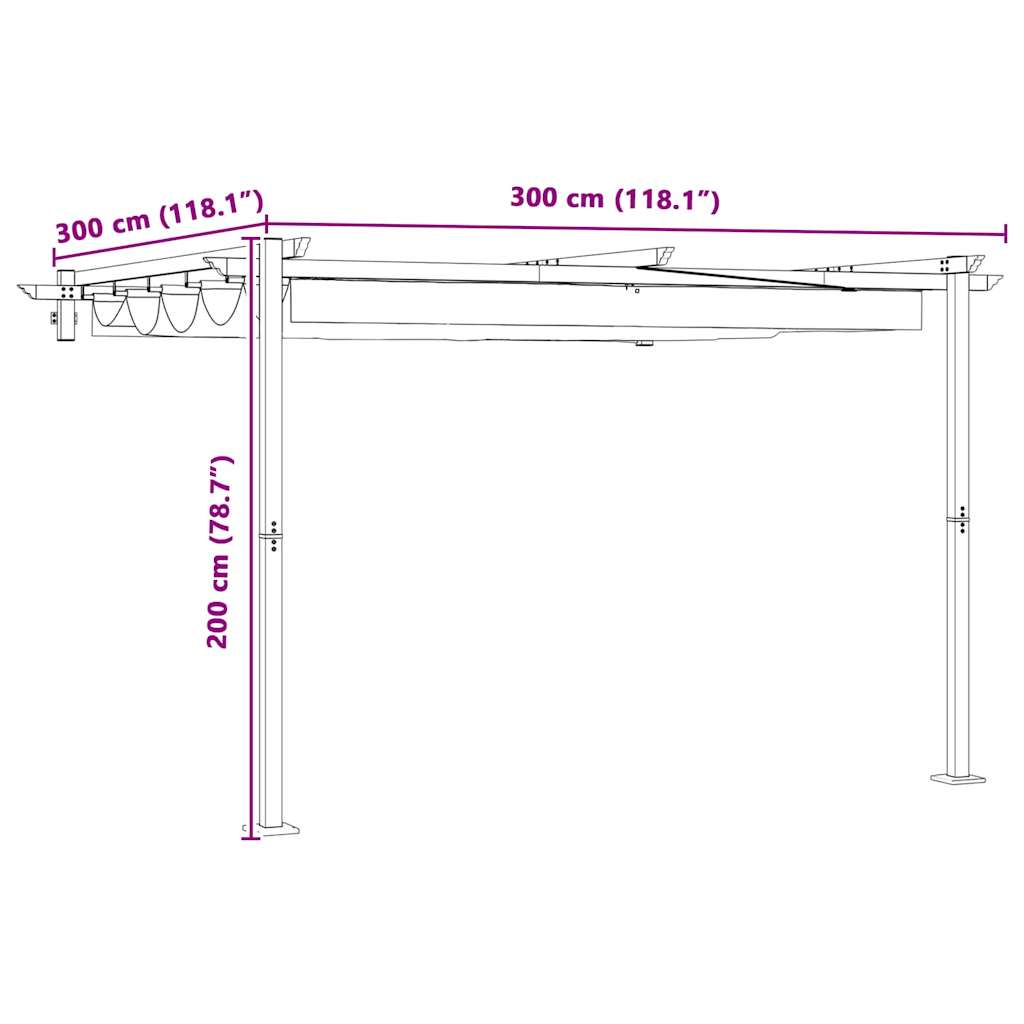 Pavillon 300 x 300 x 200 cm Antracit Polyester