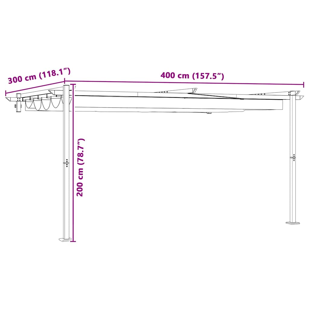 Pavillon 400 x 300 x 200 cm Cremefarvet Polyester