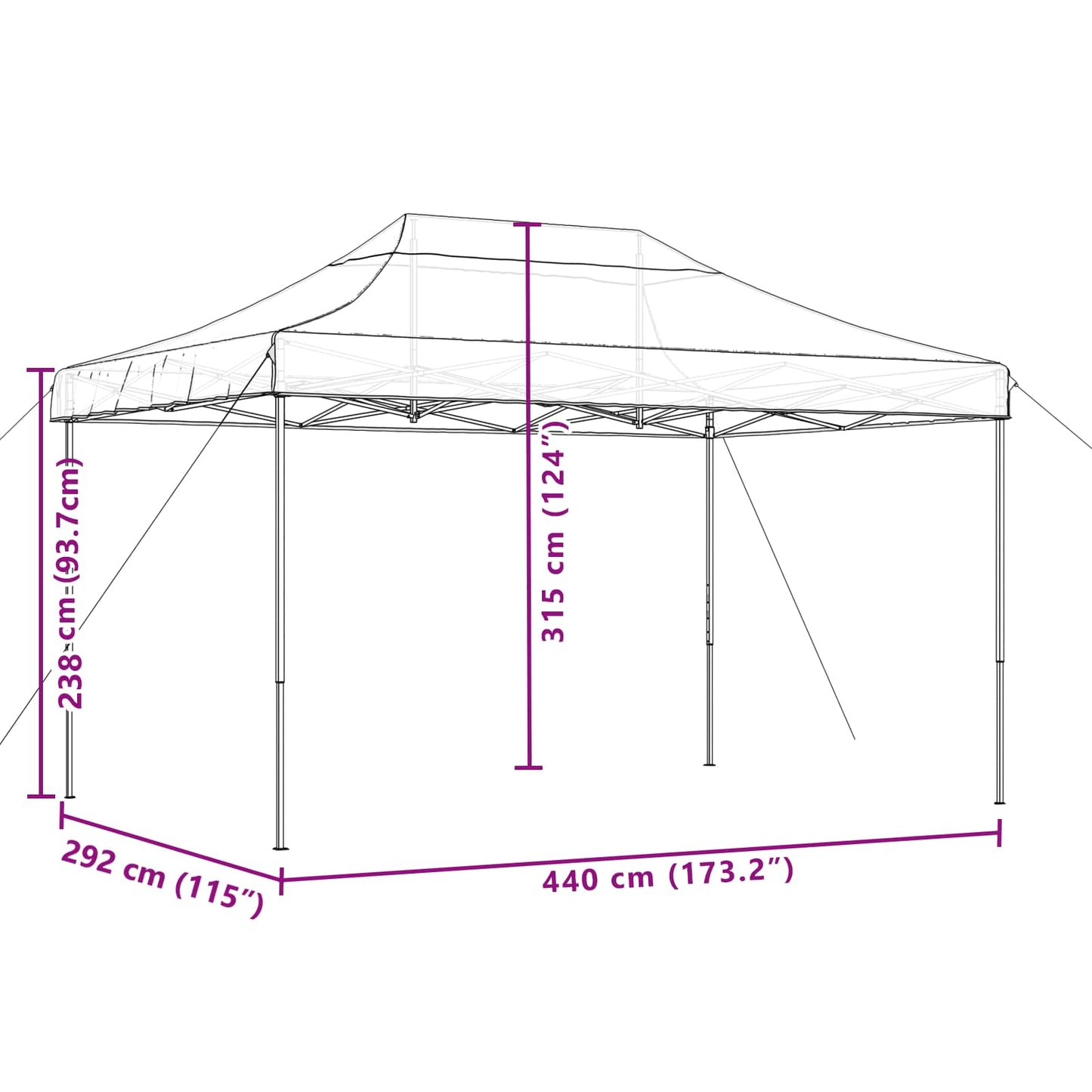 foldbart pop up-festtelt 440x292x315 cm grøn