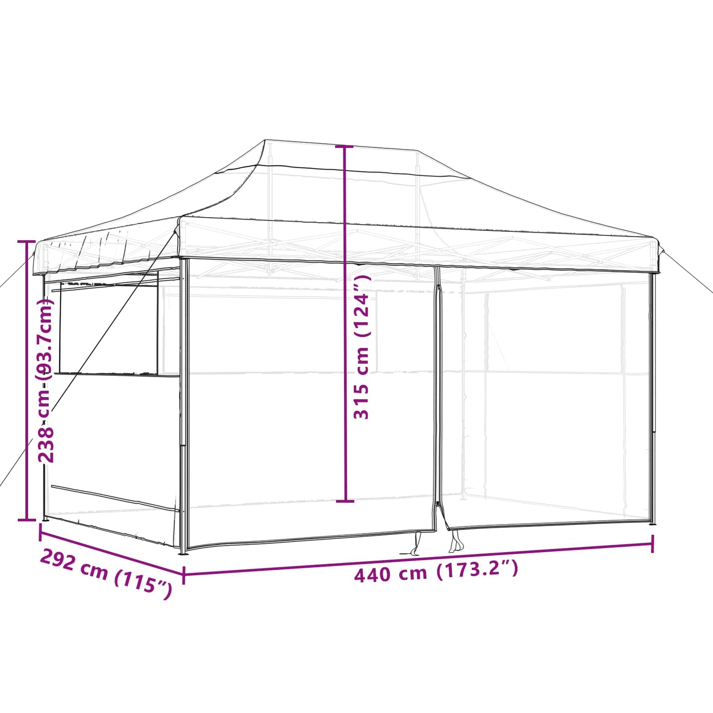 foldbart pop-up festtelt med 4 sidevægge beige
