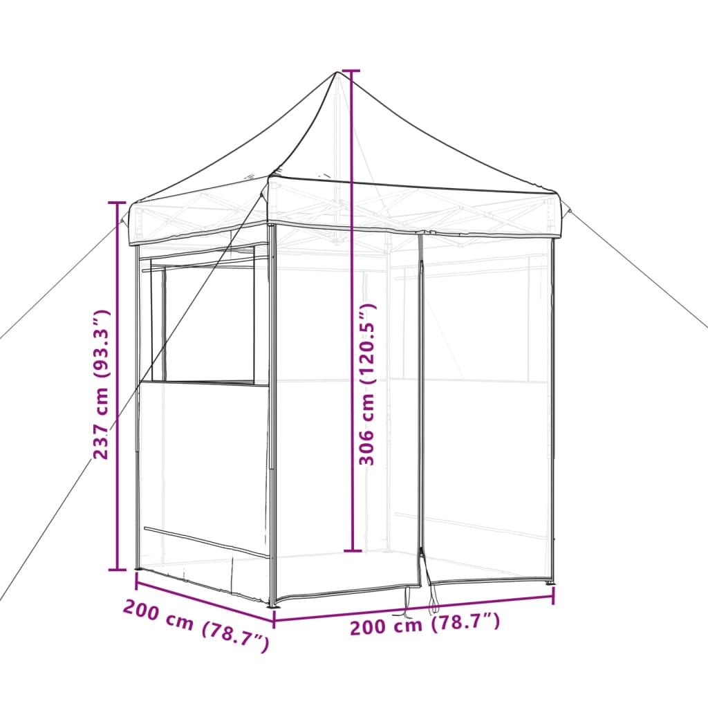 foldbart pop-up festtelt med 4 sidevægge sort