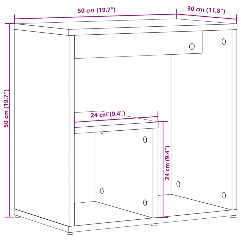 sideborde 2 stk. 50x30x50 cm konstrueret træ brunt egetræ