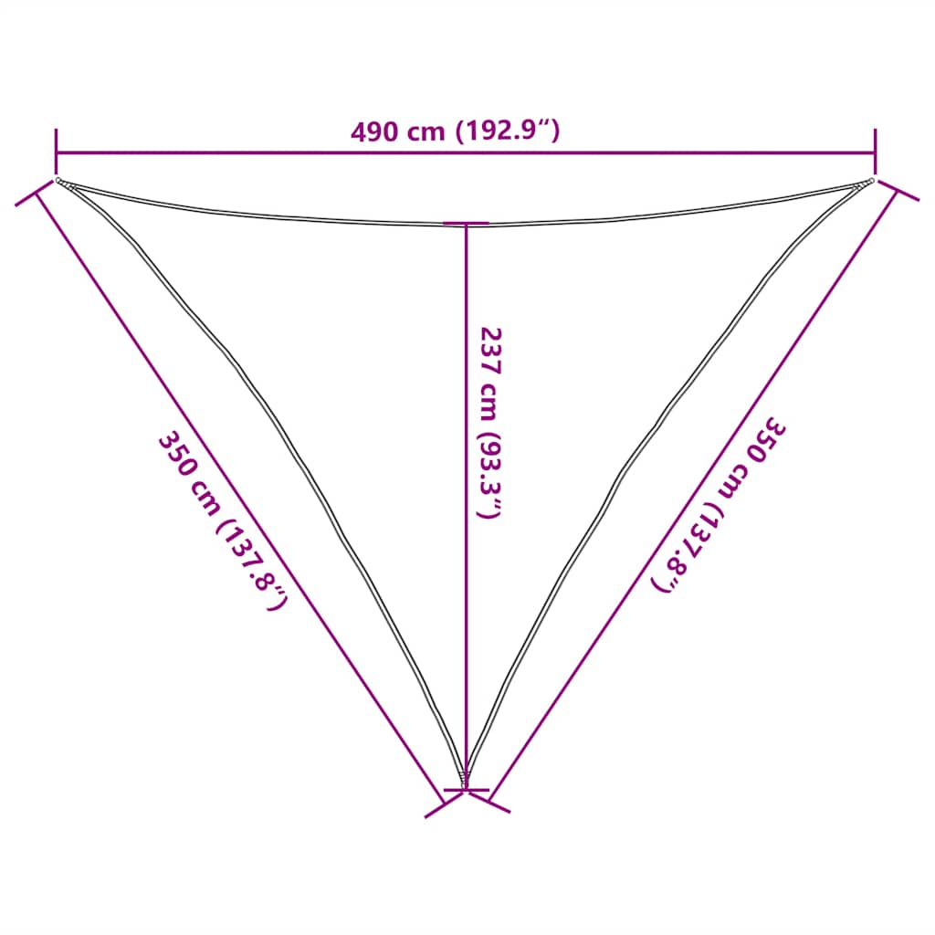 solsejl 3,5x3,5x4,9 m 160 g/m² trekantet HDPE sandfarvet