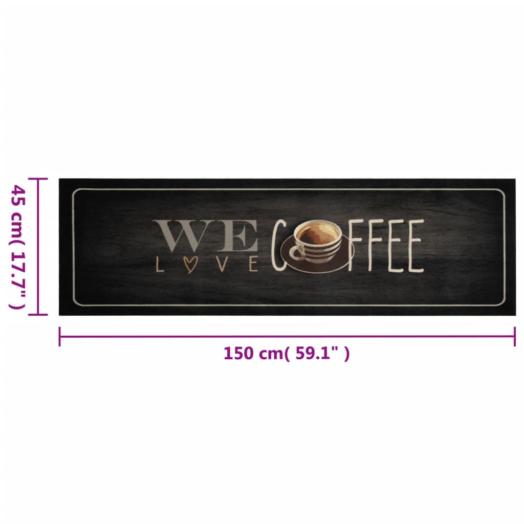 køkkentæppe 45x150 cm kaffedesign vaskbart velour