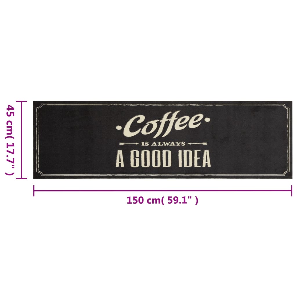 køkkentæppe 45x150 cm kaffedesign vaskbart velour