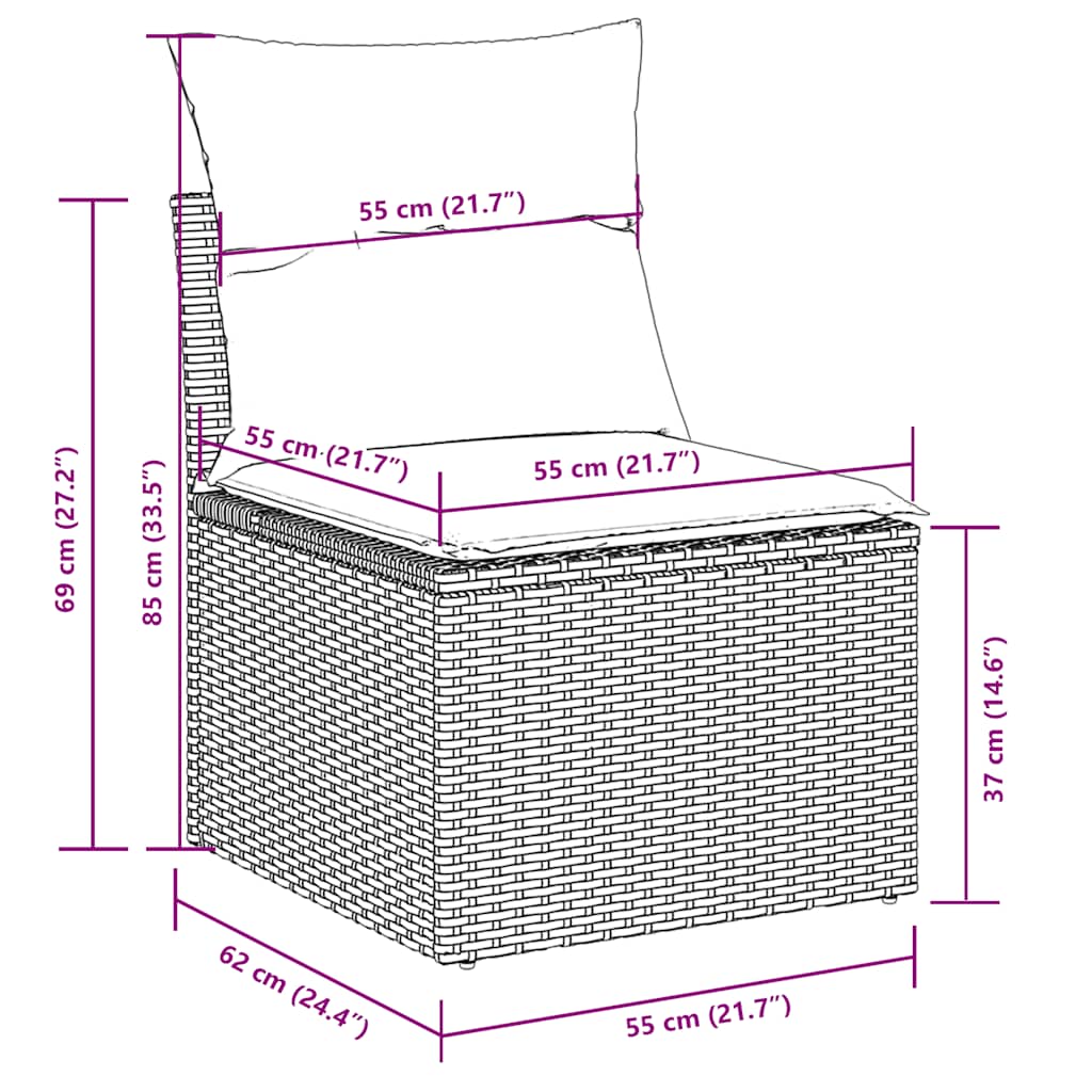 sofasæt til haven 8 dele med hynder polyrattan lysegrå