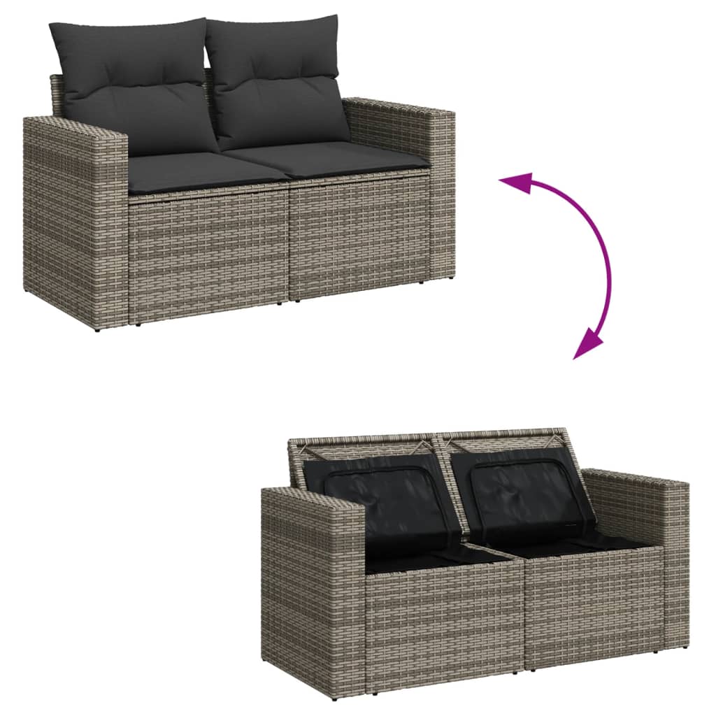 sofasæt til haven 8 dele med hynder polyrattan grå