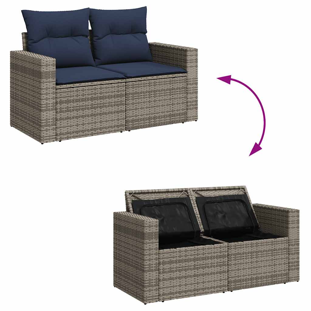 sofasæt til haven 8 dele med hynder polyrattan grå