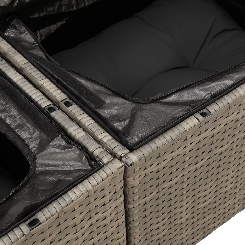 loungesæt til haven 11 dele med hynder polyrattan grå