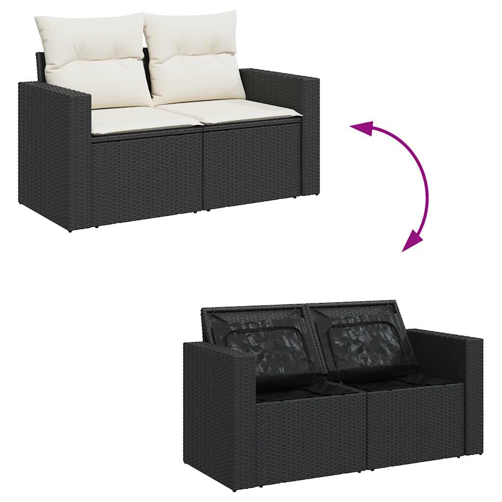 sofasæt til haven 9 dele med hynder polyrattan sort