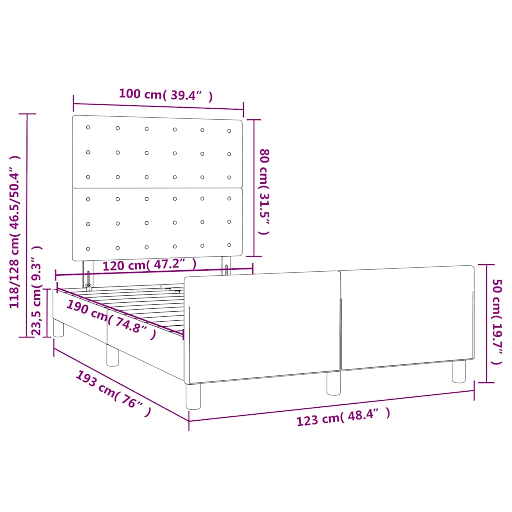 sengeramme uden madras 120x190 cm stof cremefarvet