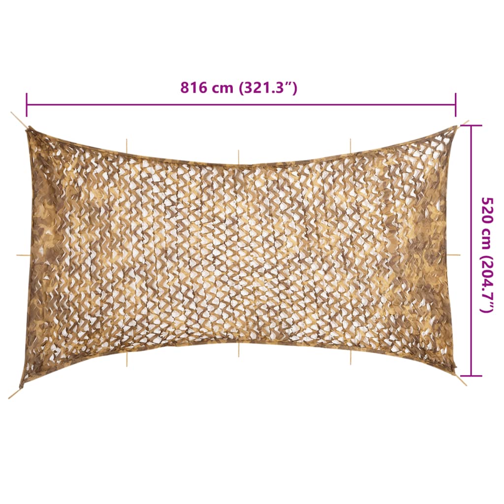 camouflagenet 816x520 cm med opbevaringspose sandfarvet