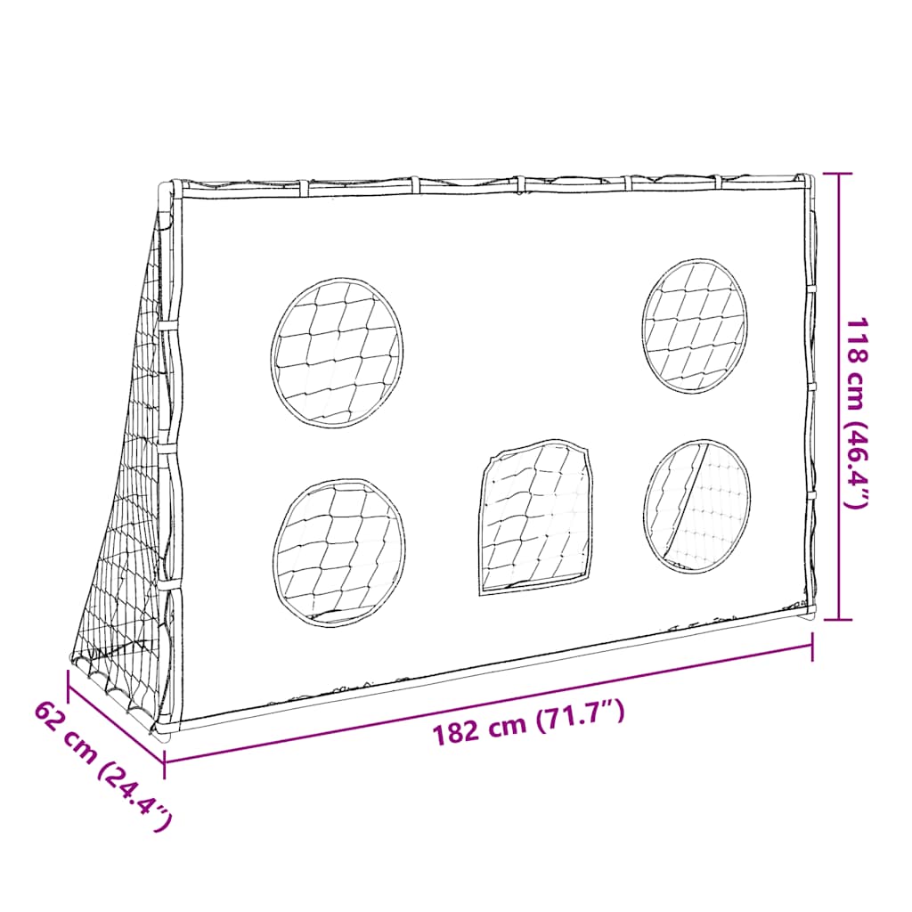 fodboldmål 182x62x118 cm med præcisionsdug og bold