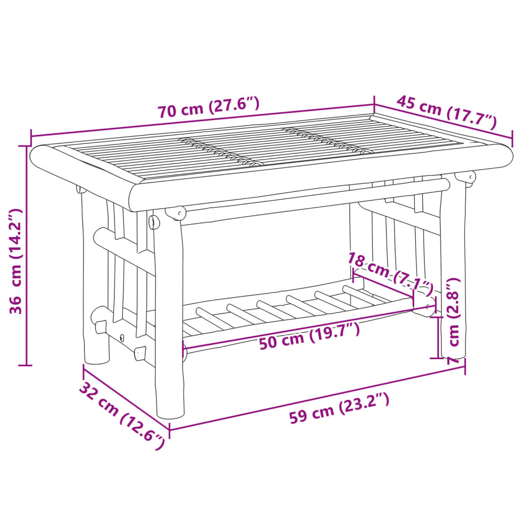 sofabord 70x45x36 cm bambus