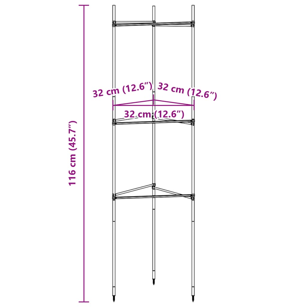 espalierer til tomater 4 stk. 116 cm stål og PP