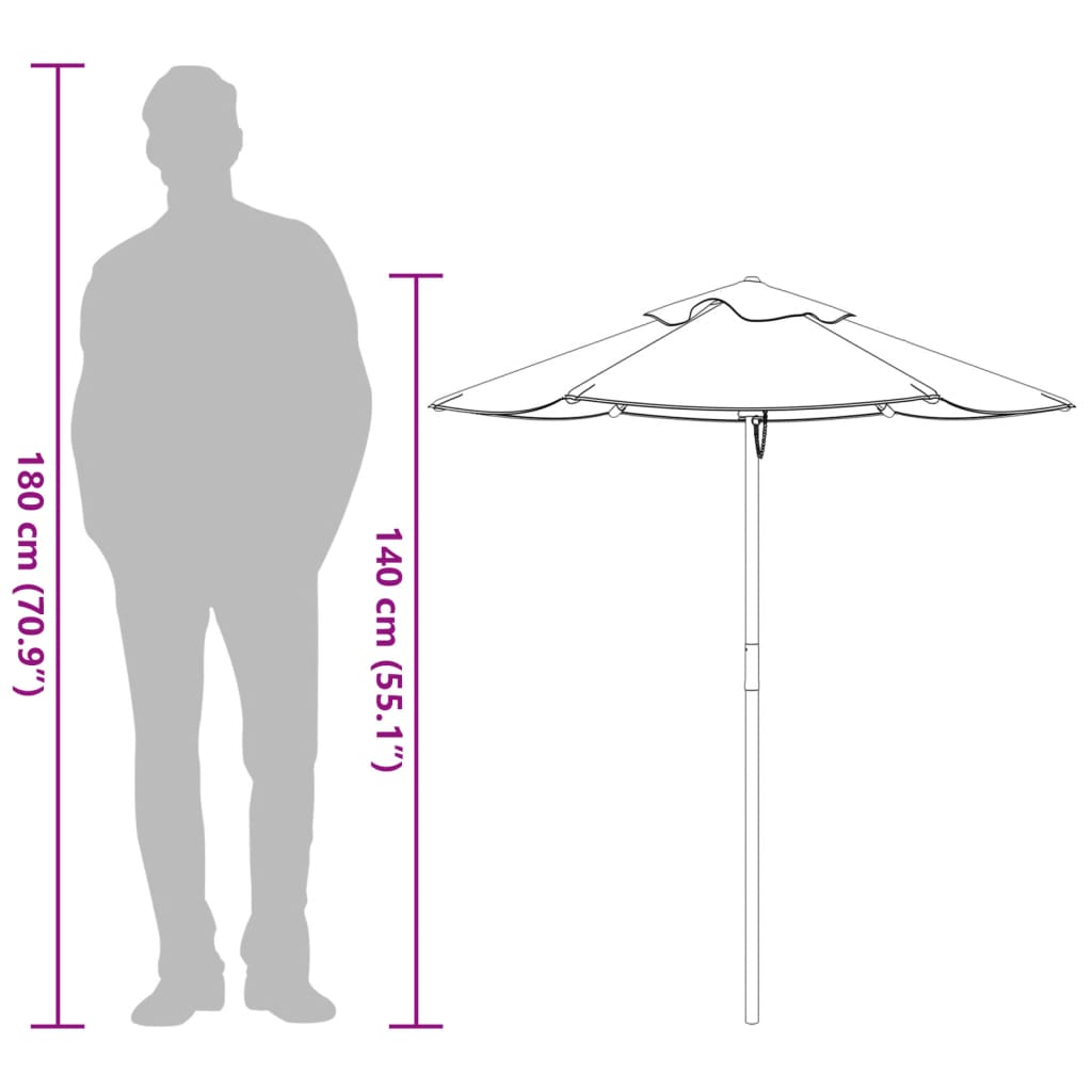parasol med træstang Ø120x140 cm ti børn