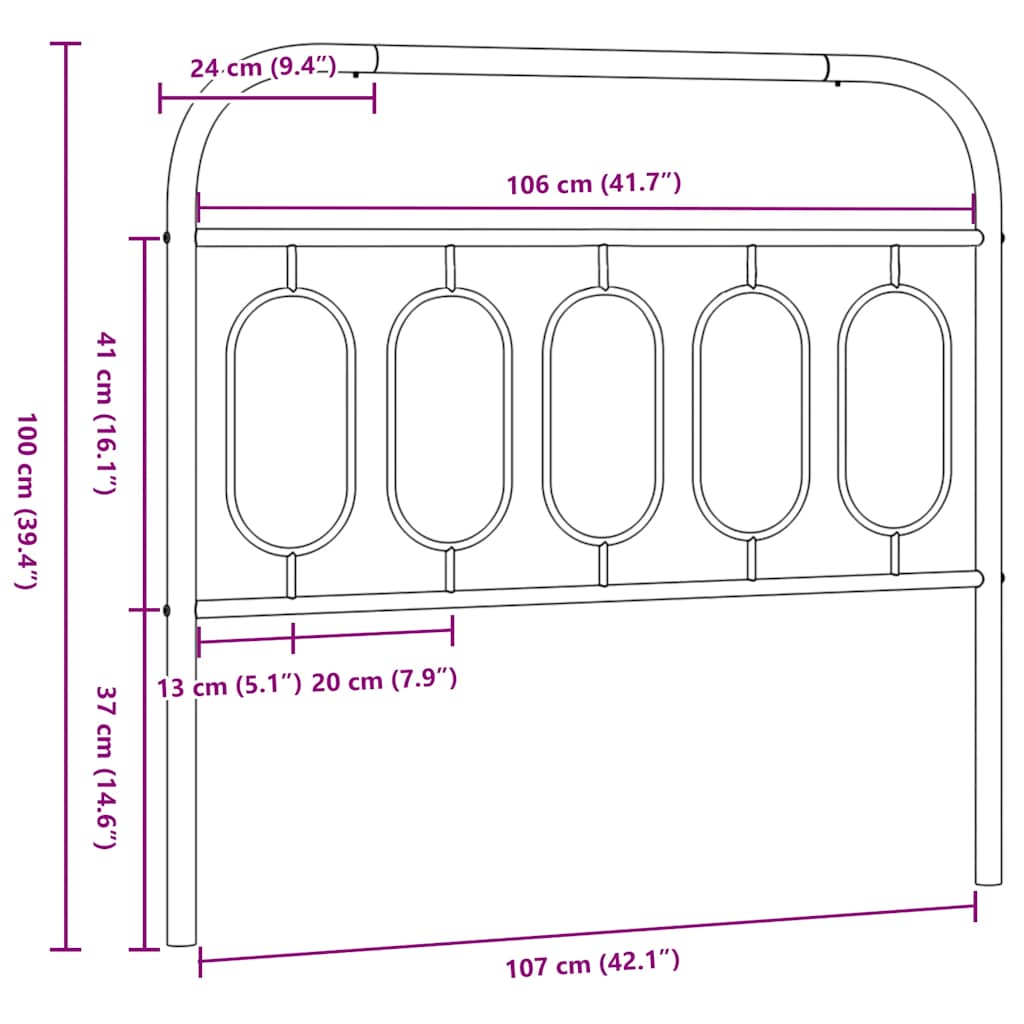 udskiftningsgavl 107 cm metal sort