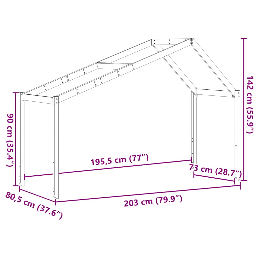 stel til husseng 203x80,5x142 cm massivt fyrretræ