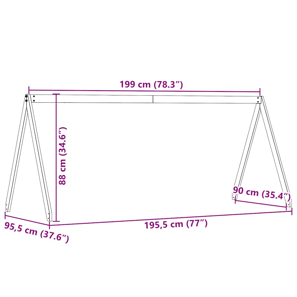stel til husseng 199x95,5x88 cm massivt fyrretræ hvid