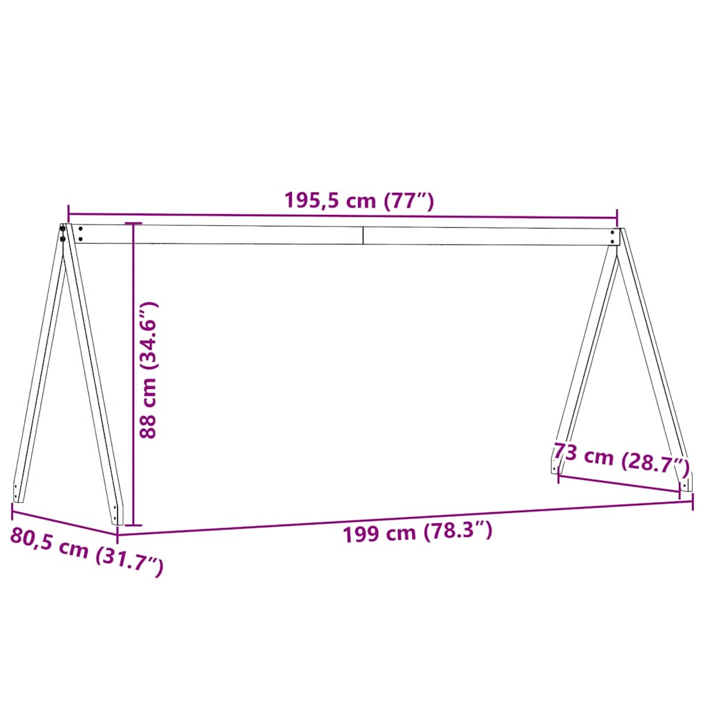 stel til husseng 199x80,5x88 cm massivt fyrretræ hvid