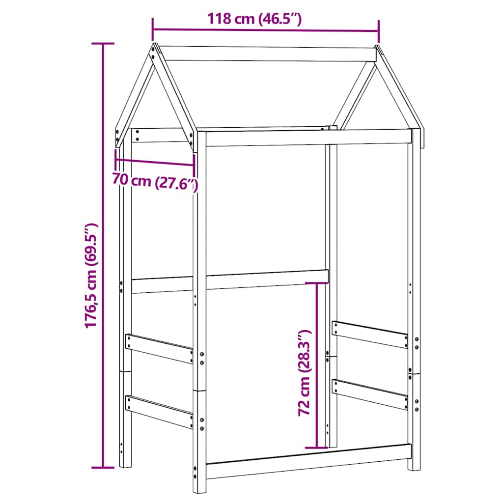 stel til husseng 118x70x176,5 cm massivt fyrretræ gyldenbrun