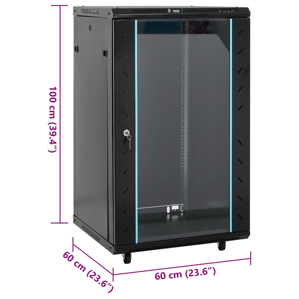 netværksskab med drejelige fødder 18U 19" IP20 60x60x100 cm