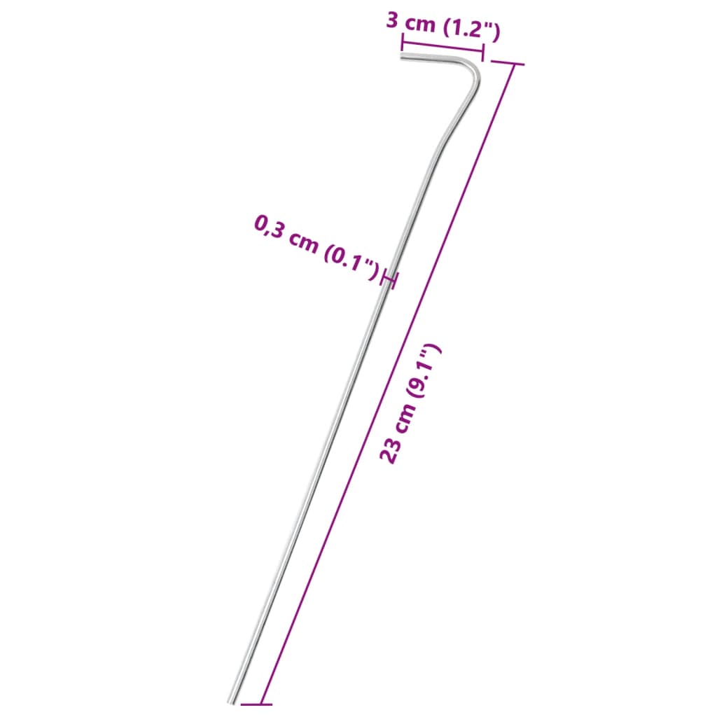 teltpløkker 50 stk. 23 cm Ø3 mm galvaniseret stål