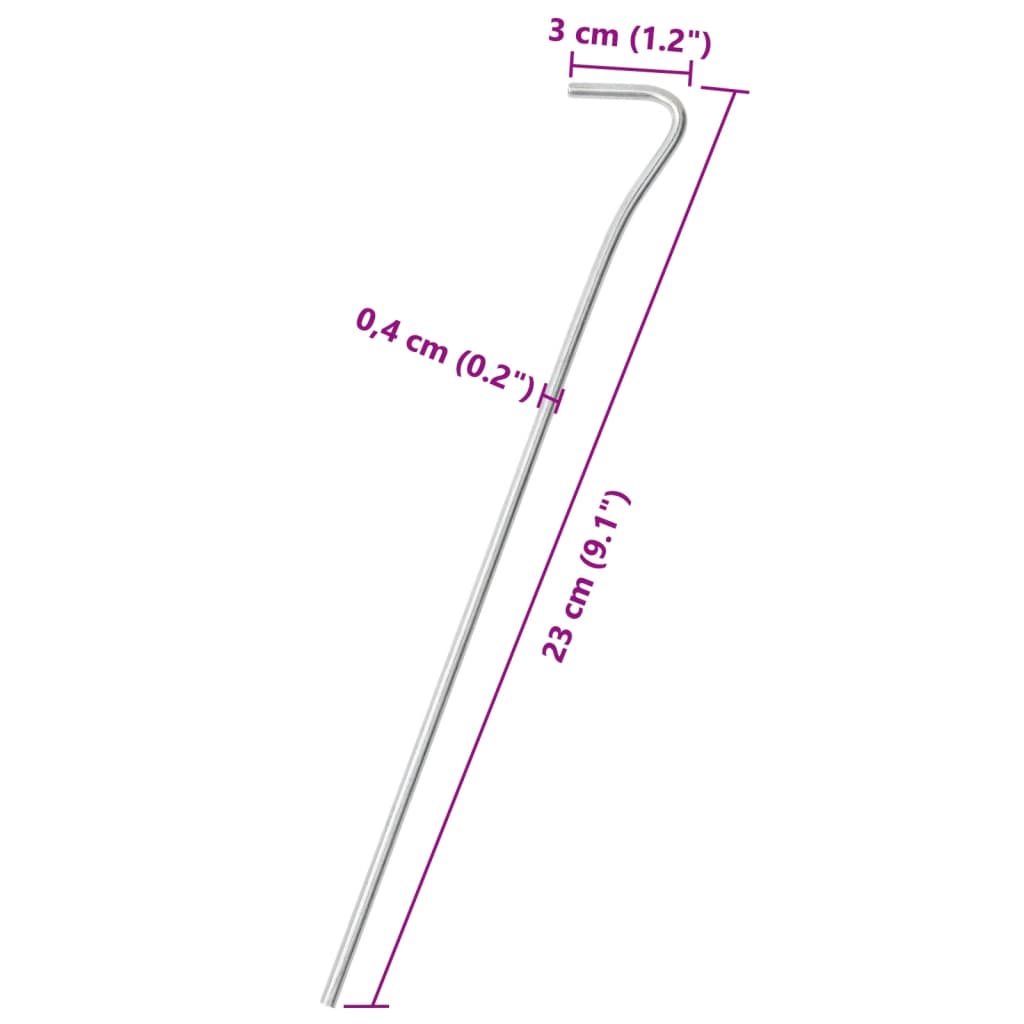 teltpløkker 50 stk. 23 cm Ø4 mm galvaniseret stål