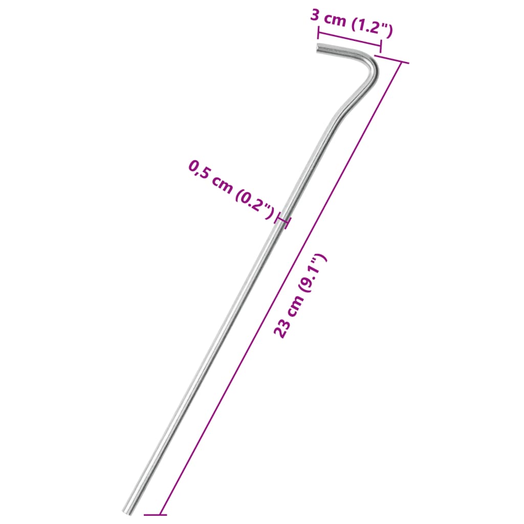 teltpløkker 25 stk. 23 cm Ø5 mm galvaniseret stål