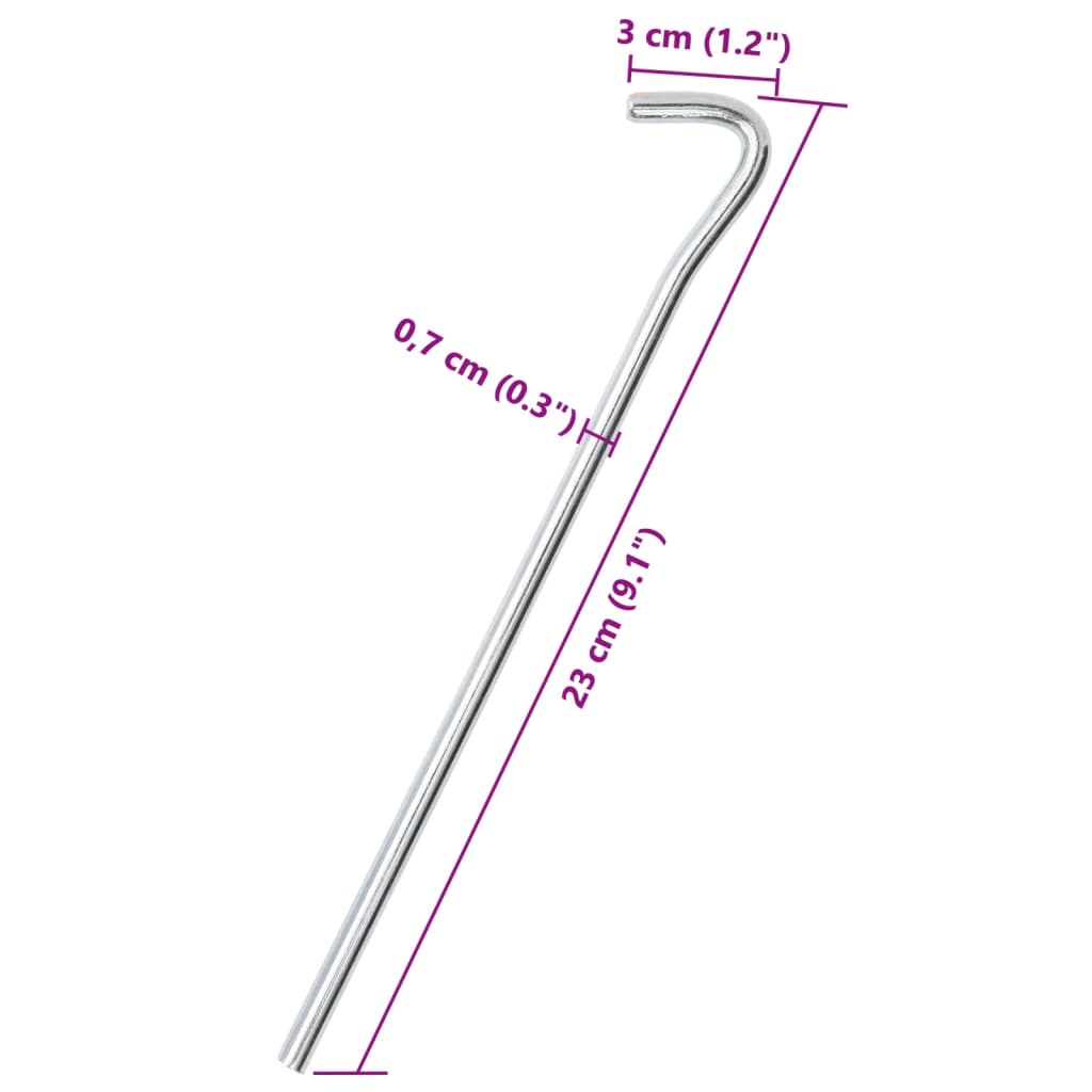 teltpløkker 50 stk. 23 cm Ø7 mm galvaniseret stål