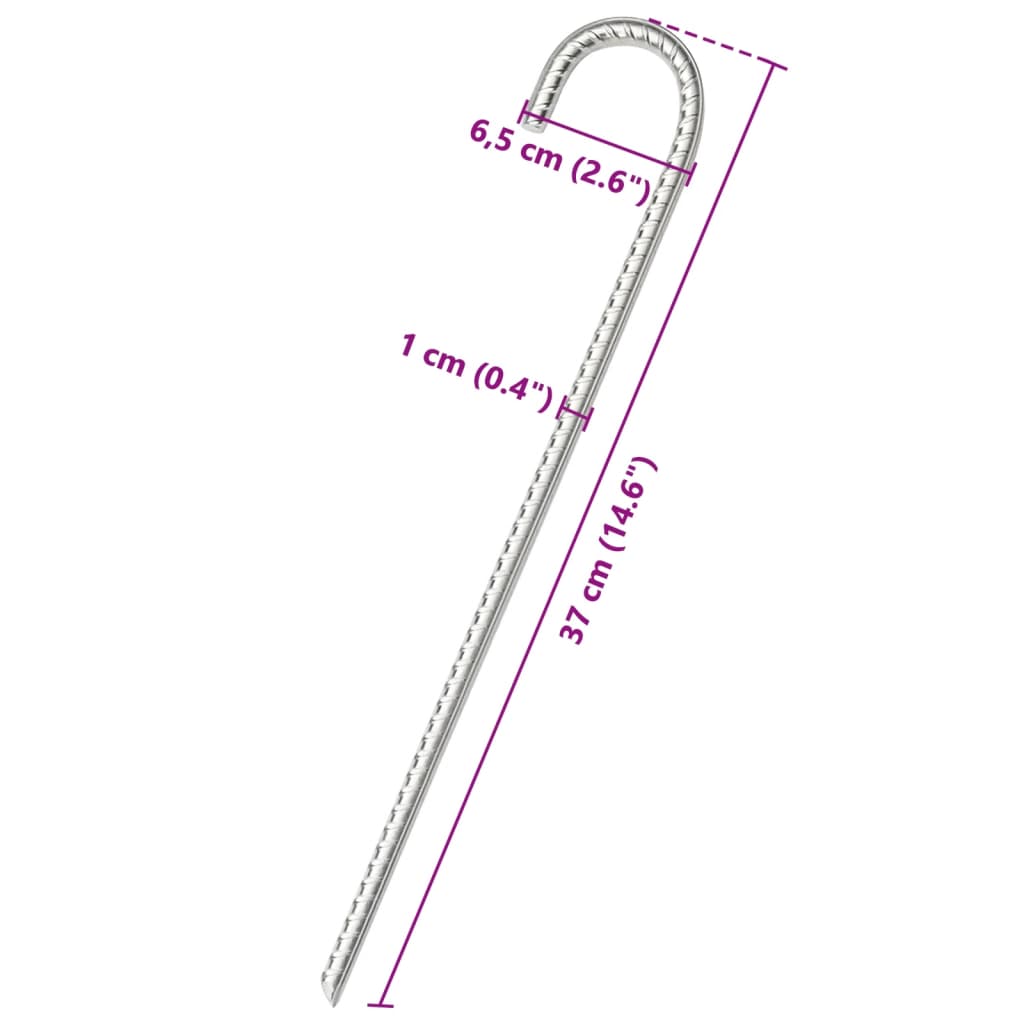 teltpløkker 12 stk. 37 cm Ø10 mm galvaniseret stål