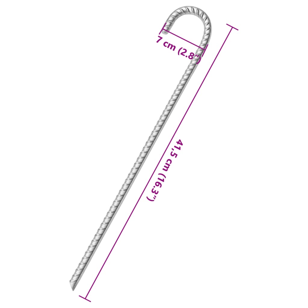 teltpløkker 6 stk. 41,5 cm Ø12 mm galvaniseret stål