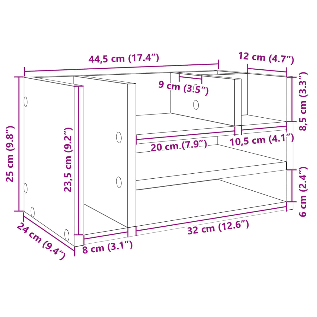 dueslag til skrivebord 44,5x24x25 cm konstrueret træ sonoma-eg
