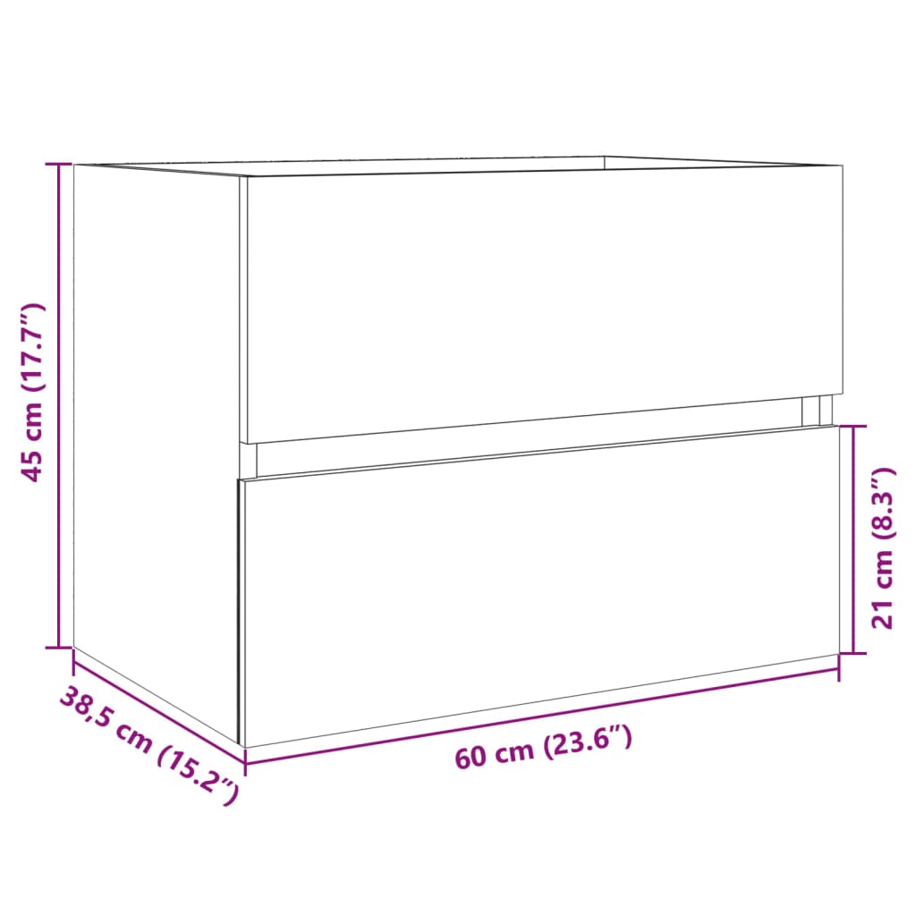 vaskeskab 60x38,5x45 cm konstrueret træ sonoma-eg