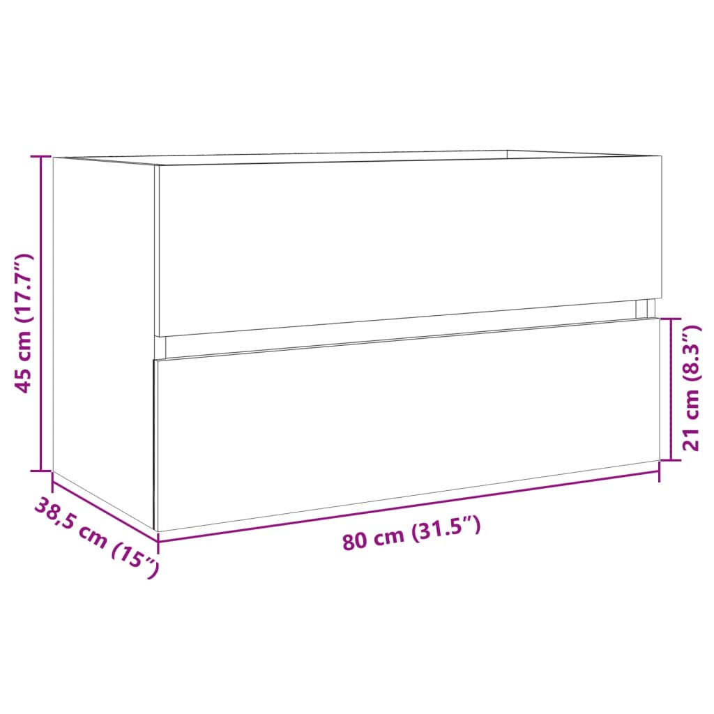 vaskeskab 80x38,5x45 cm konstrueret træ sonoma-eg