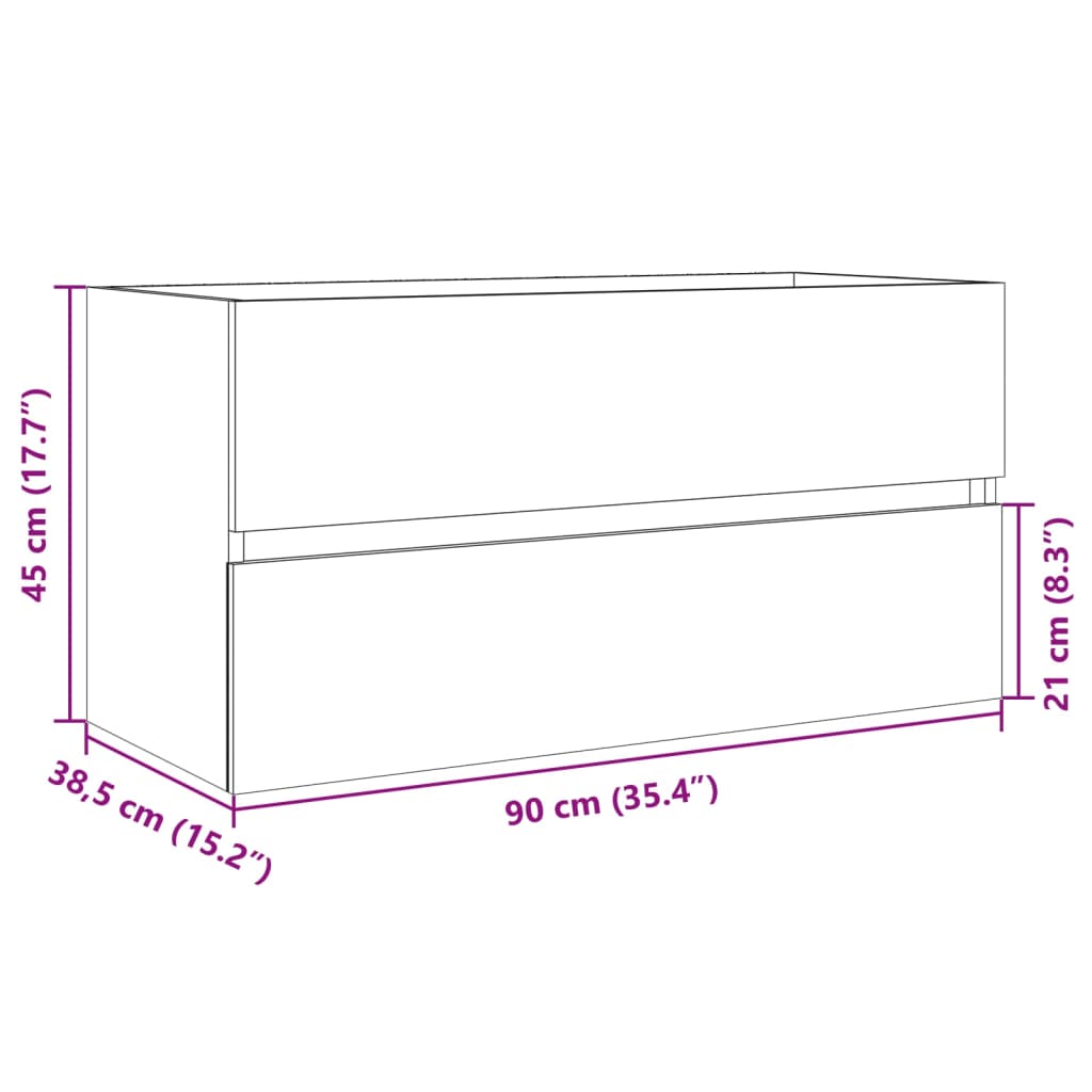 vaskeskab 90x38,5x45 cm konstrueret træ sonoma-eg